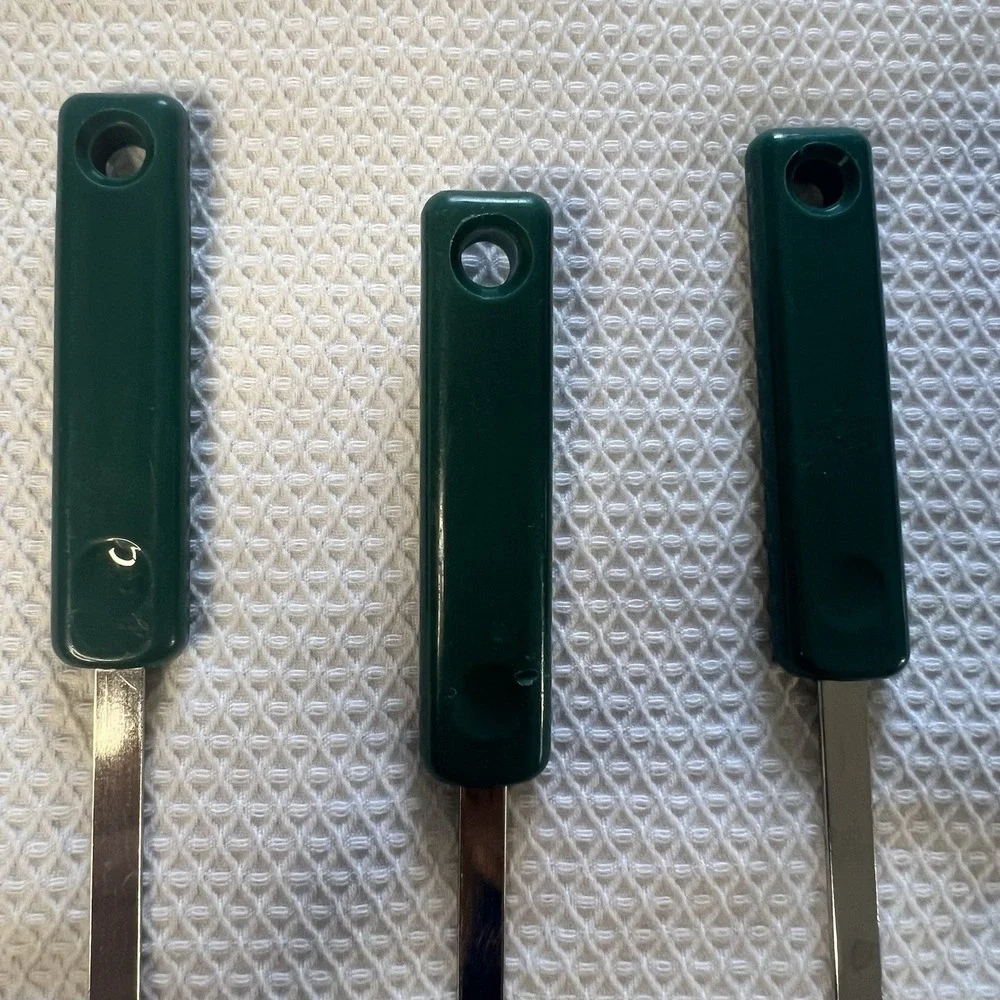 Vintage Ekco 3 Piece Utensil Stainless Steel Green Handles Slotted Spoon Spatula